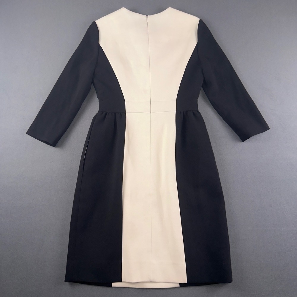Kate Spade Black Cream Colorblock Long Sleeve Fit Flare Pocket Dress Size 4 - Picture 6 of 11